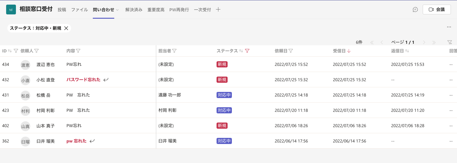 問い合わせ一覧の見やすさからメンバーのフォローがしやすくなった
