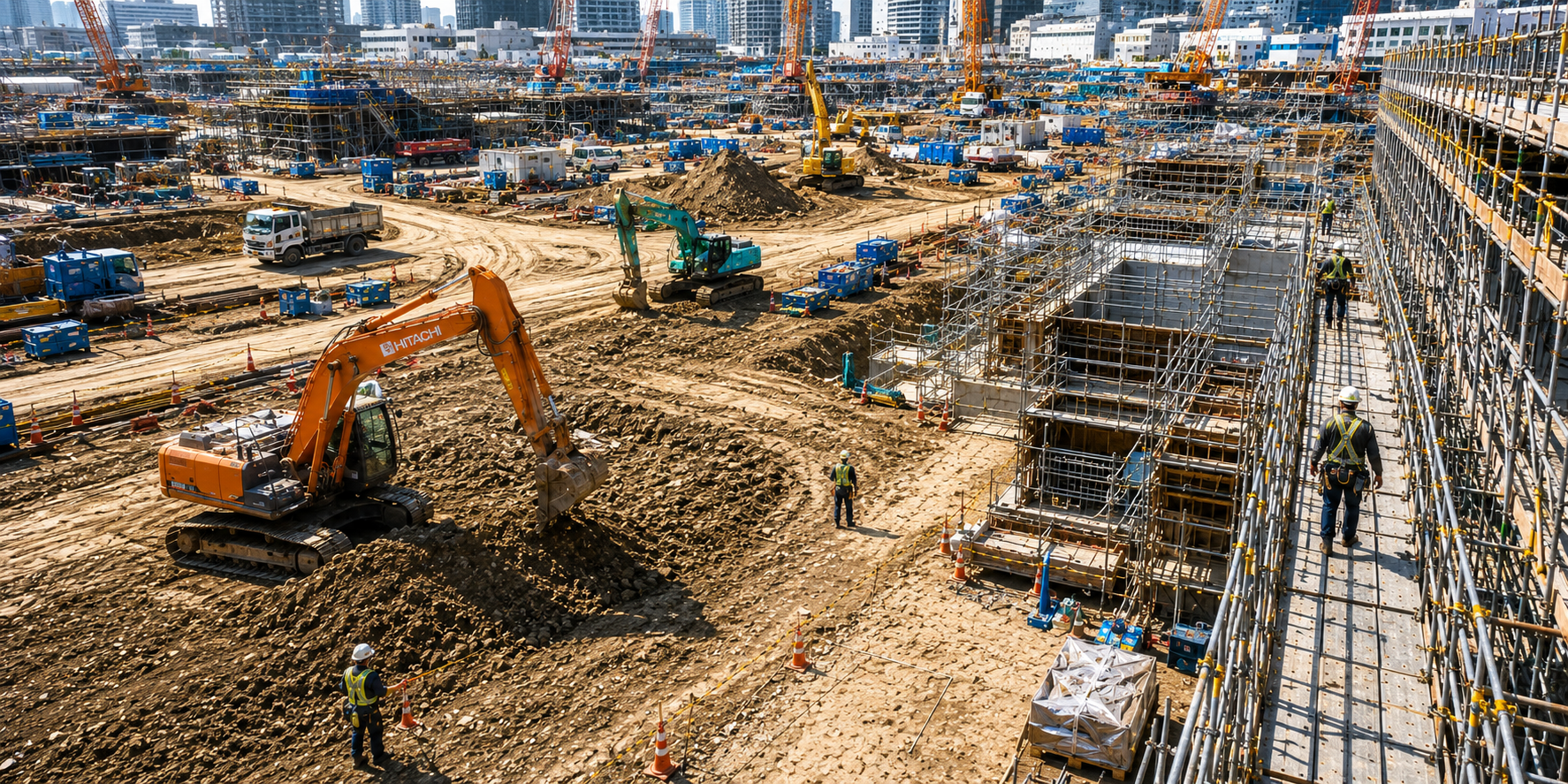 大規模建築現場のイメージ図