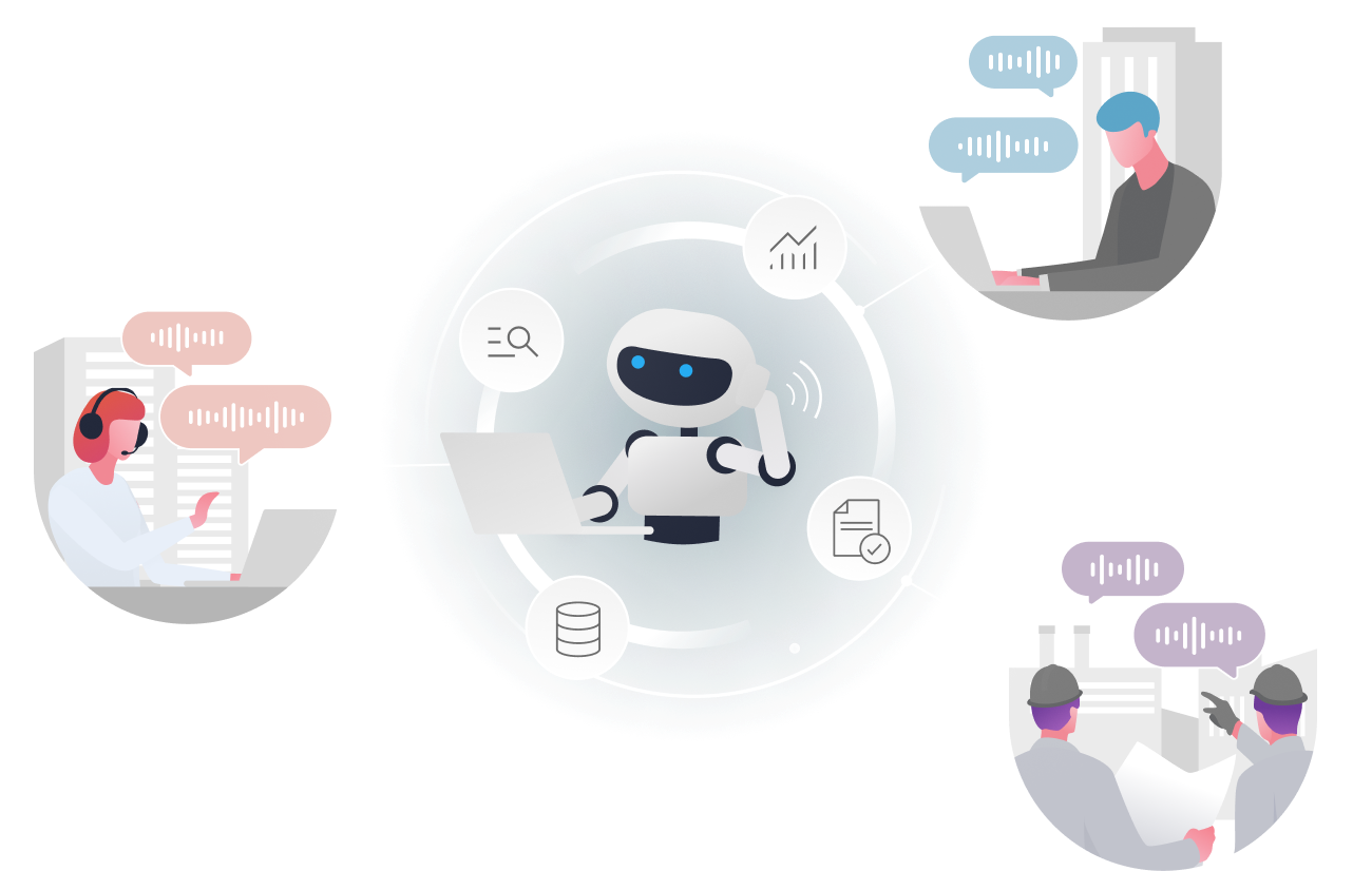 エンプラ企業それぞれの現場がPKSHA Voice KITに連携し音声エンジンを活用しているイメージ図